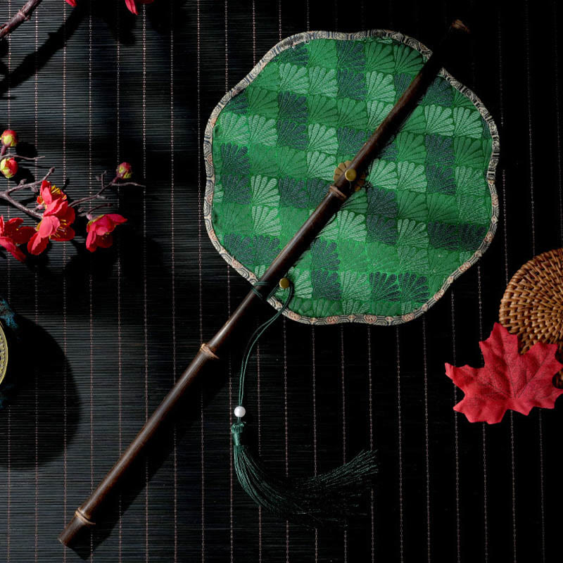 Handmade Bamboo Curlable Fan with Epiphyllum Pattern - 22cm