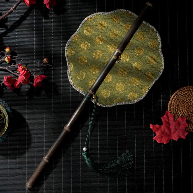 Handmade Bamboo Curlable Fan with Epiphyllum Pattern - 22cm