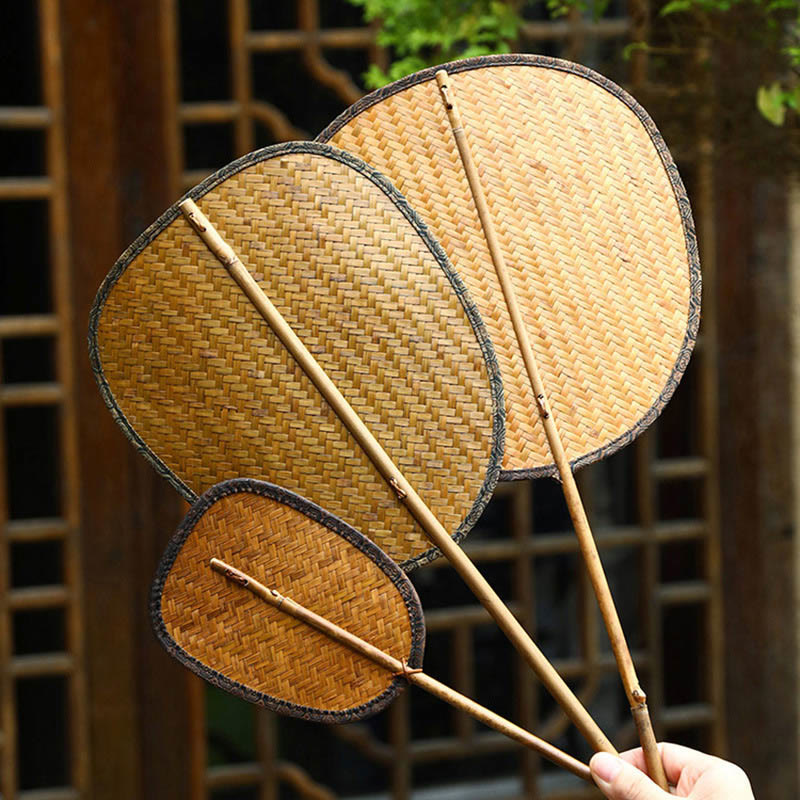 Handmade Bamboo Chinese Folding Fan | Retro Long Handle Fan