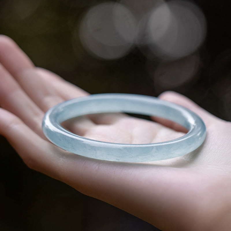 Aquamarine Serenity Bangle Bracelet - 6mm & 8mm Options