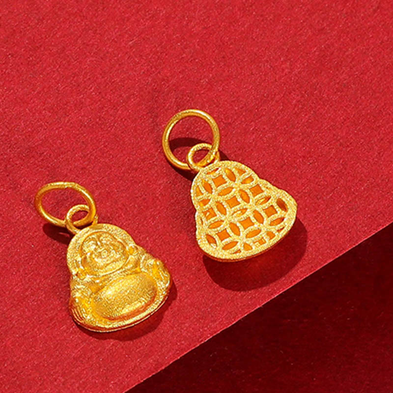 Mini Laughing Buddha 999 Gold Pendant Necklace for Luck & Wealth