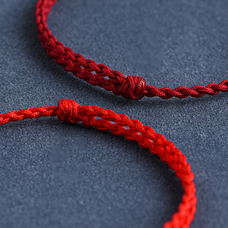 Sterling Silver Red String Bracelet with Rabbit Charm for Luck