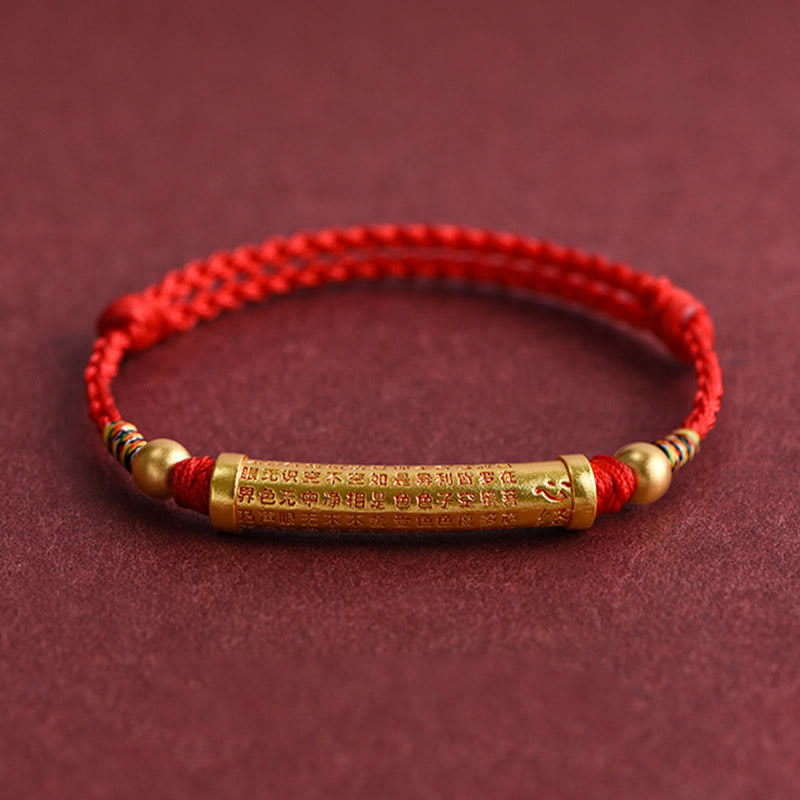 Unisex Heart Sutra Red String Bracelet for Protection & Strength