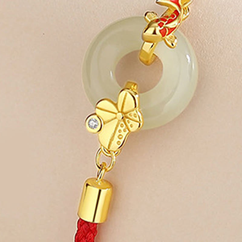 12mm Hetian Jade Red Rope Bracelet for Protection