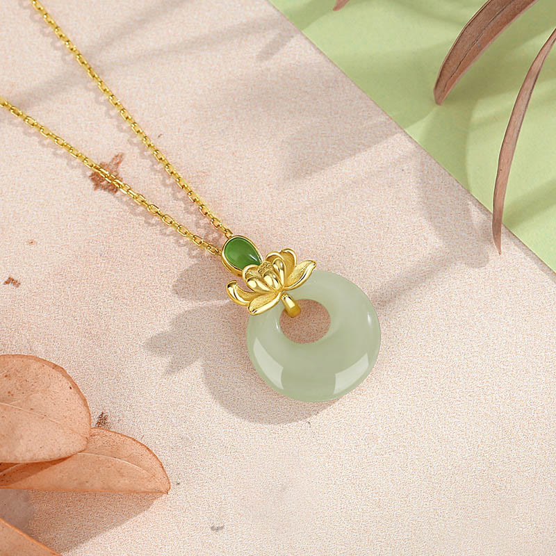Jade Lotus Necklace for Abundance and Spiritual Growth | 45cm