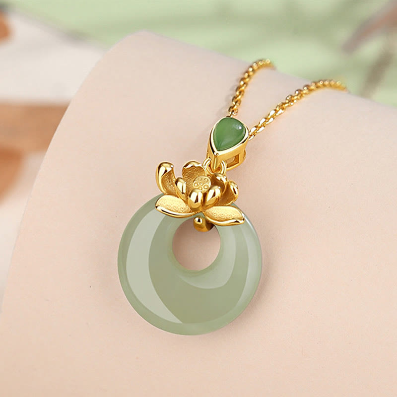 Jade Lotus Necklace for Abundance and Spiritual Growth | 45cm