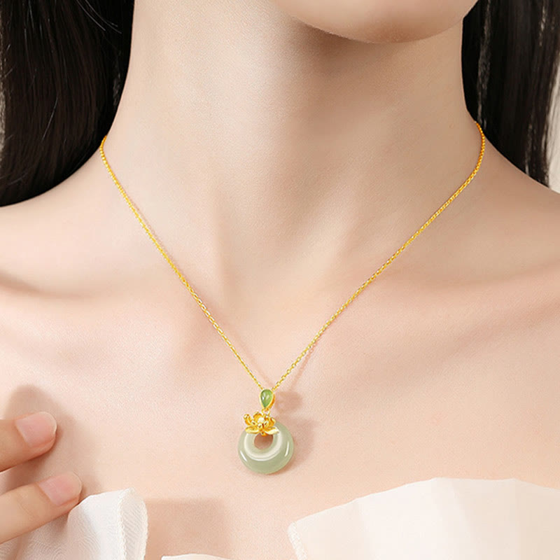 Jade Lotus Necklace for Abundance and Spiritual Growth | 45cm