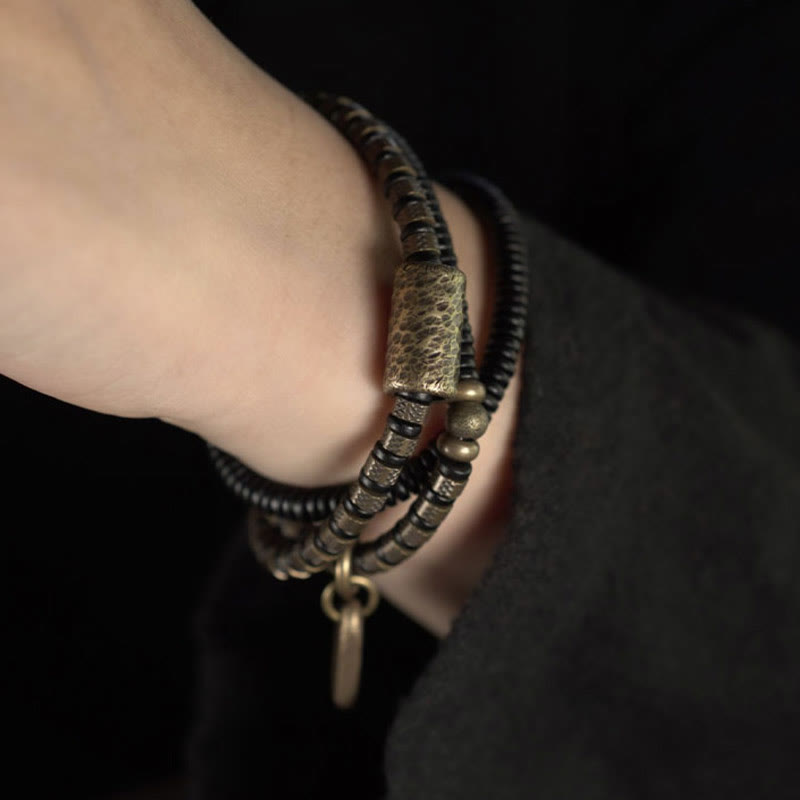 Ebony Wood Copper Multilayered Healing Bracelet 14-17.6cm