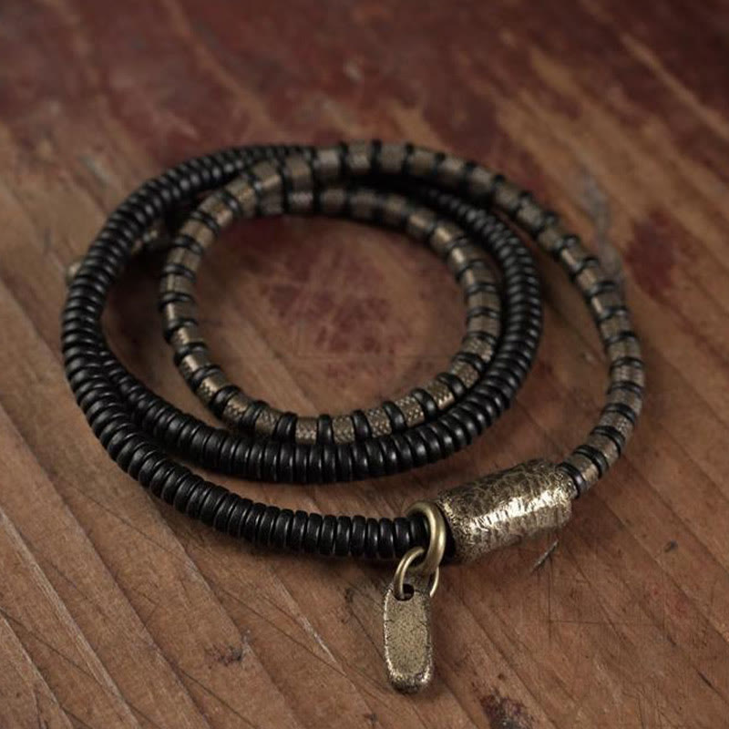 Ebony Wood Copper Multilayered Healing Bracelet 14-17.6cm