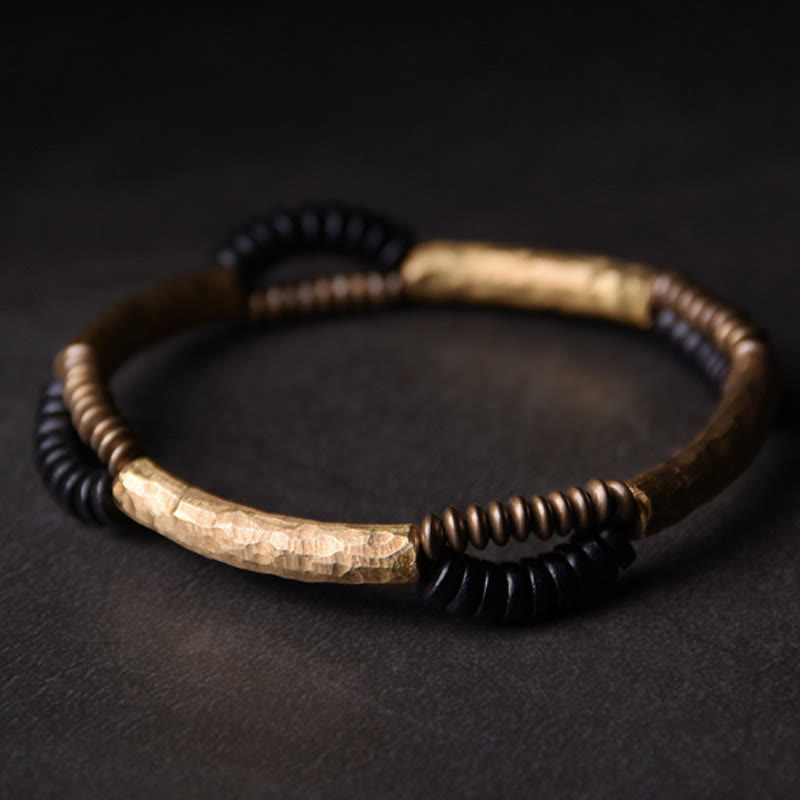 Ebony Wood Copper Luck Bracelet for Abundance - Handmade