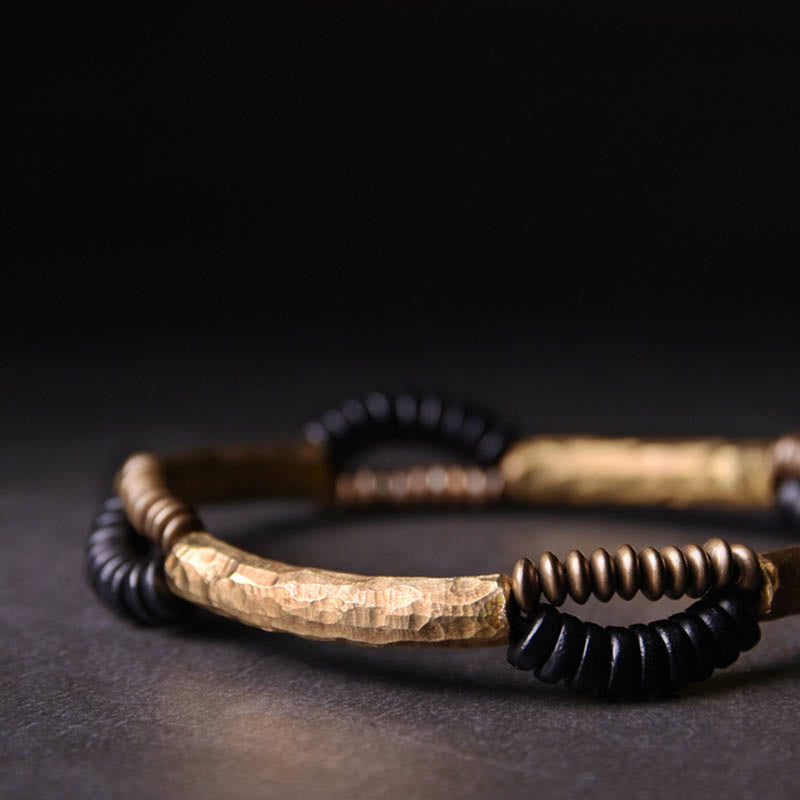 Ebony Wood Copper Luck Bracelet for Abundance - Handmade