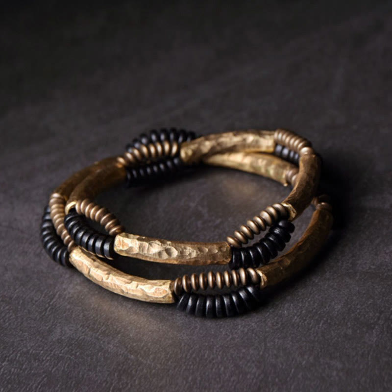 Ebony Wood Copper Luck Bracelet for Abundance - Handmade