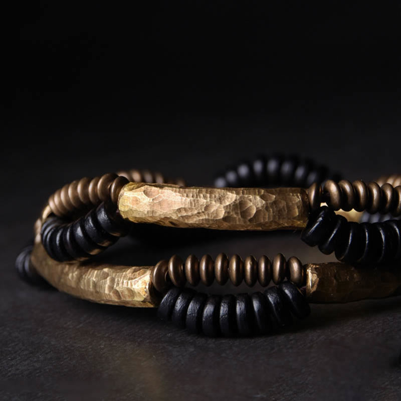 Ebony Wood Copper Luck Bracelet for Abundance - Handmade
