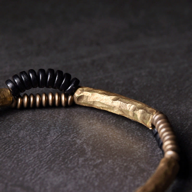 Ebony Wood Copper Luck Bracelet for Abundance - Handmade