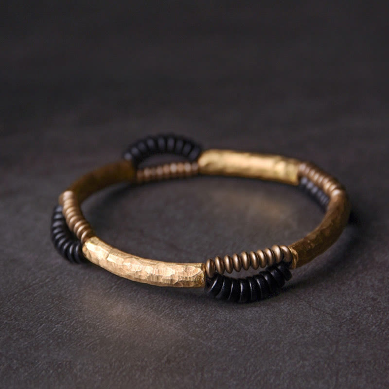 Ebony Wood Copper Luck Bracelet for Abundance - Handmade