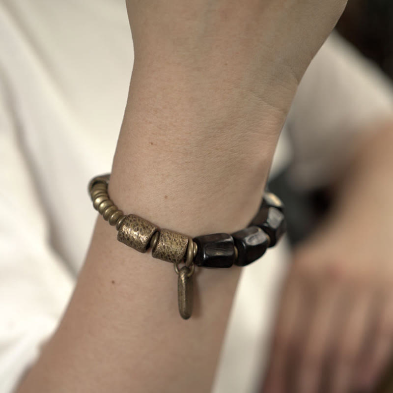 Unisex Ebony Wood Bracelet for Meditation and Inner Peace