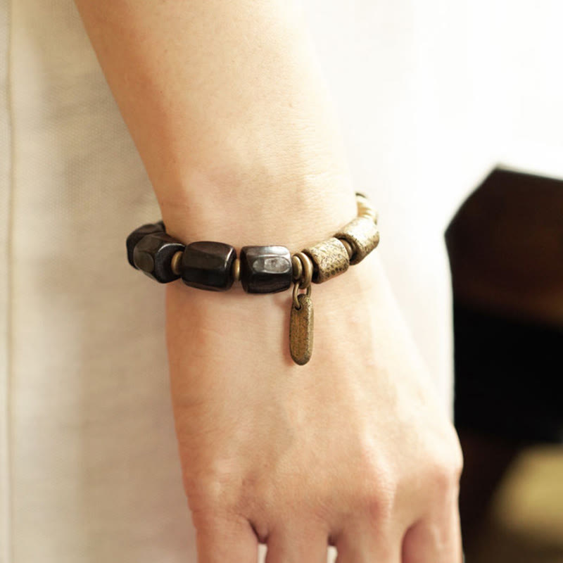 Unisex Ebony Wood Bracelet for Meditation and Inner Peace