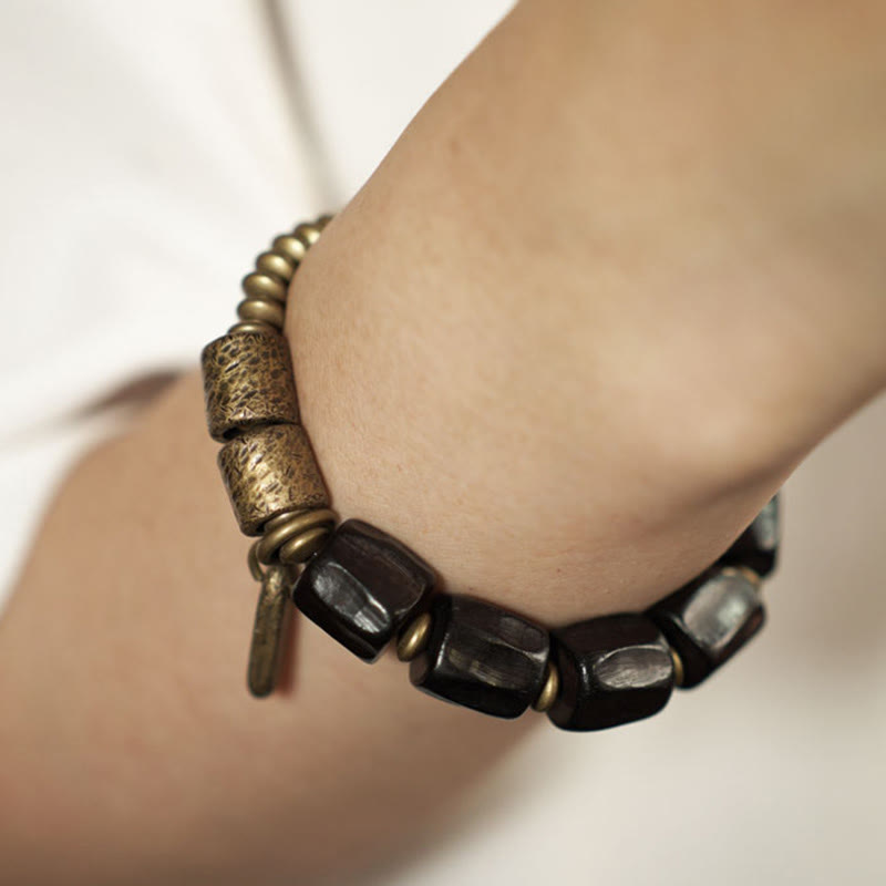 Unisex Ebony Wood Bracelet for Meditation and Inner Peace
