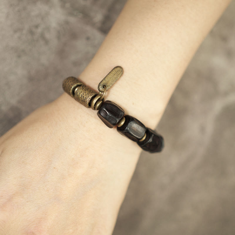 Unisex Ebony Wood Bracelet for Meditation and Inner Peace