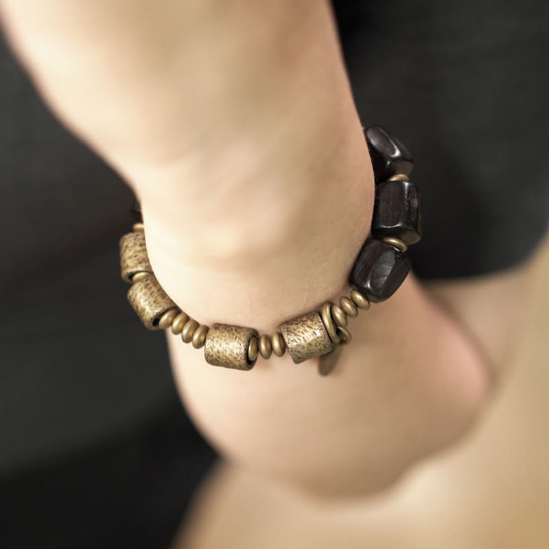 Unisex Ebony Wood Bracelet for Meditation and Inner Peace