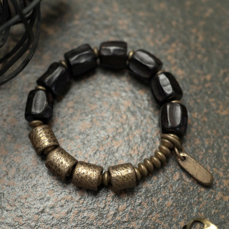 Unisex Ebony Wood Bracelet for Meditation and Inner Peace