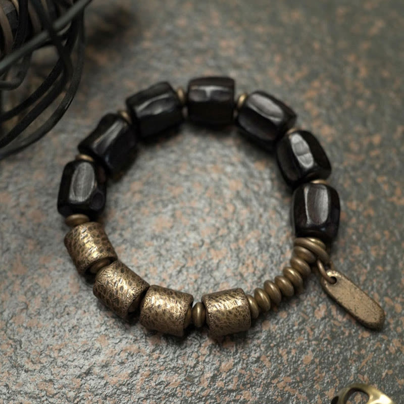 Unisex Ebony Wood Bracelet for Meditation and Inner Peace