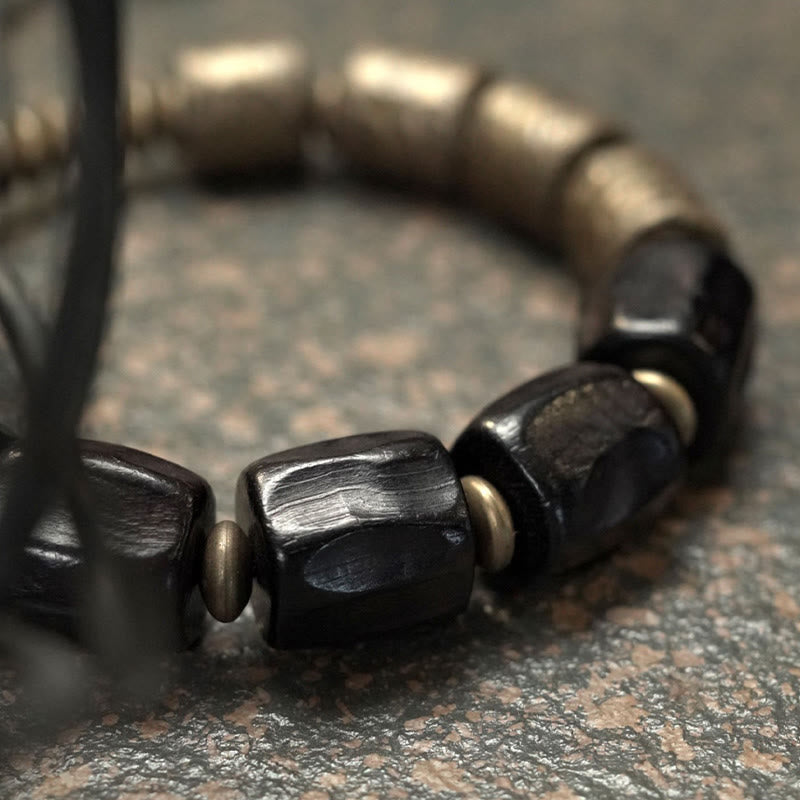 Unisex Ebony Wood Bracelet for Meditation and Inner Peace