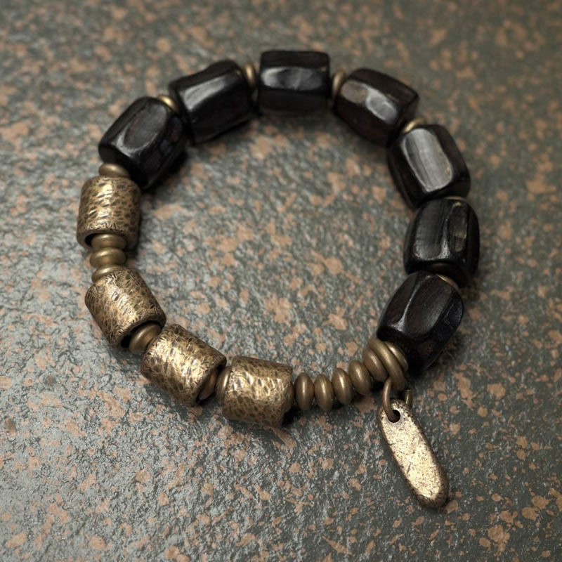 Unisex Ebony Wood Bracelet for Meditation and Inner Peace