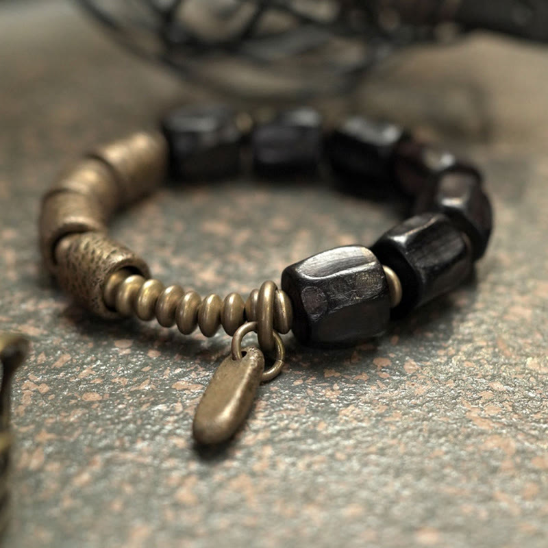 Unisex Ebony Wood Bracelet for Meditation and Inner Peace