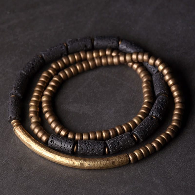 Multi-Layered Lava Rock & Copper Spiritual Wrap Bracelet