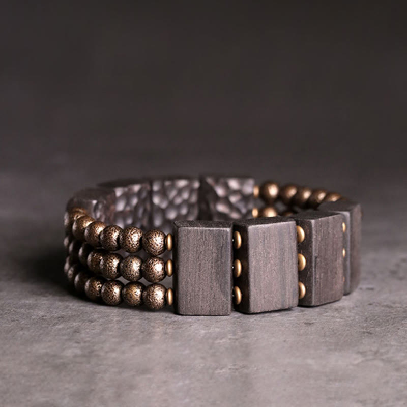 Vintage Ebony Wood Copper Beads Balance Bracelet