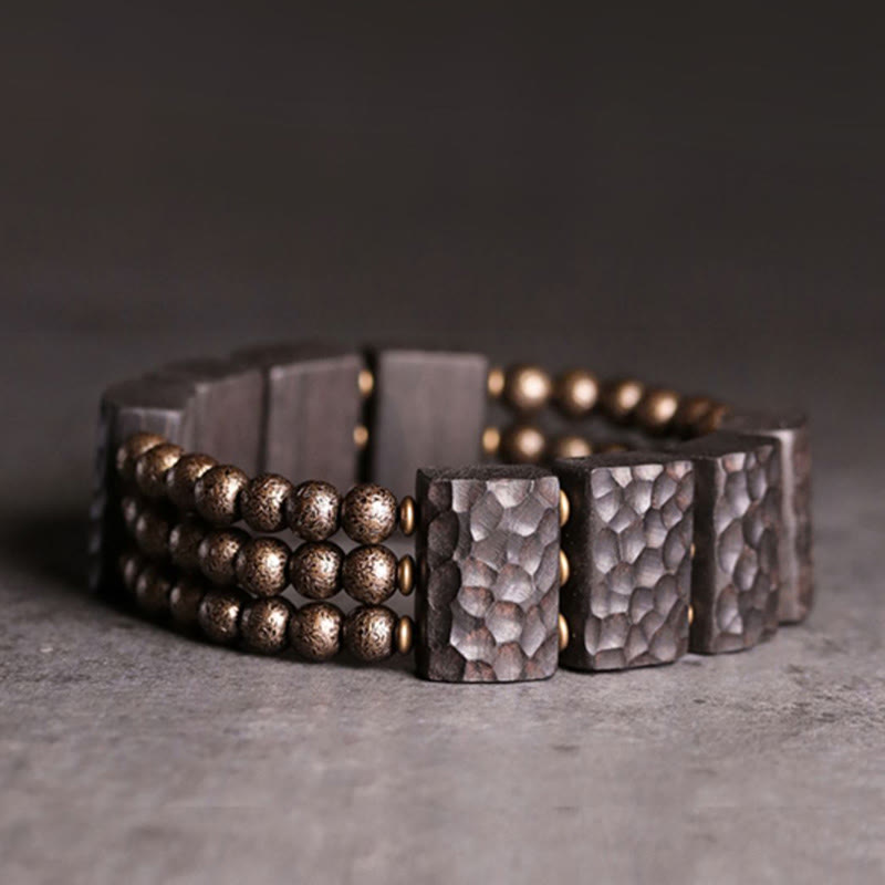 Vintage Ebony Wood Copper Beads Balance Bracelet