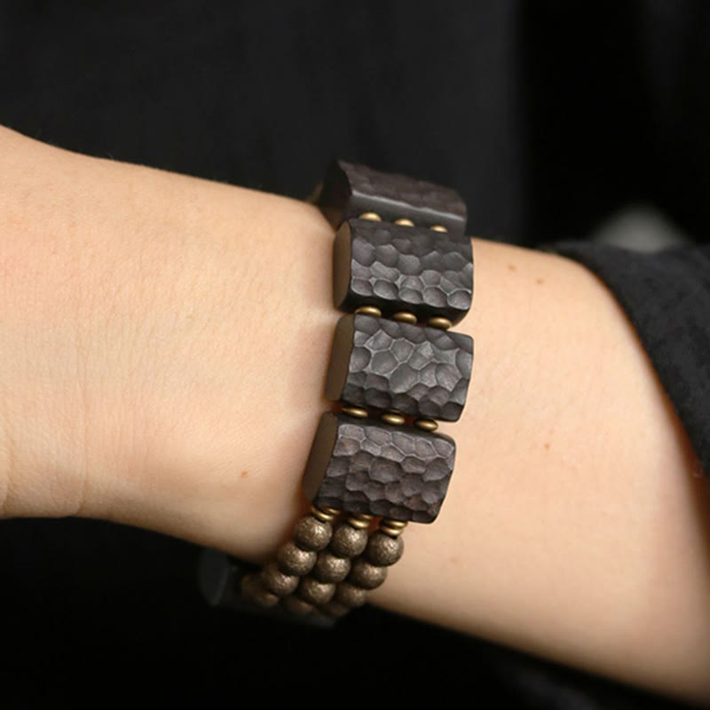 Vintage Ebony Wood Copper Beads Balance Bracelet