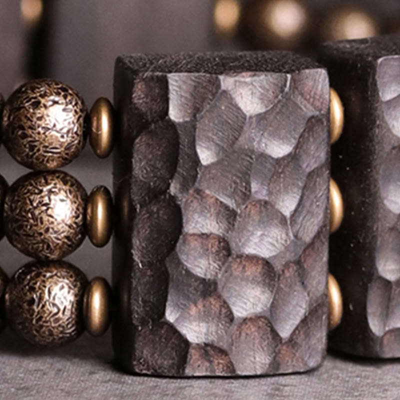 Vintage Ebony Wood Copper Beads Balance Bracelet