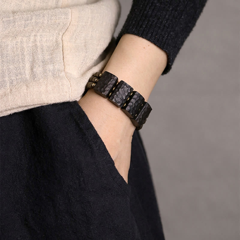 Vintage Ebony Wood Copper Beads Balance Bracelet
