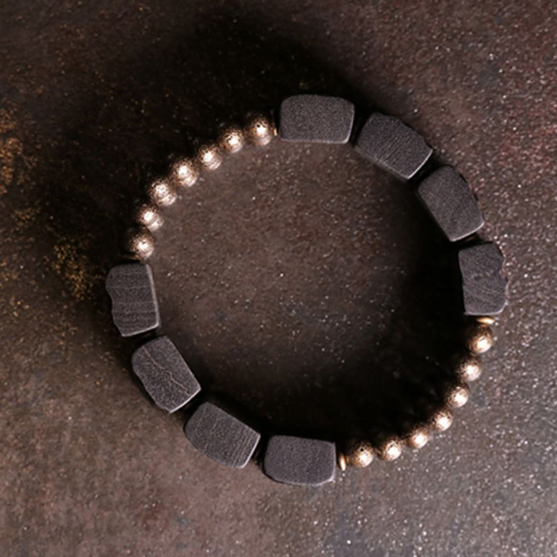Vintage Ebony Wood Copper Beads Balance Bracelet