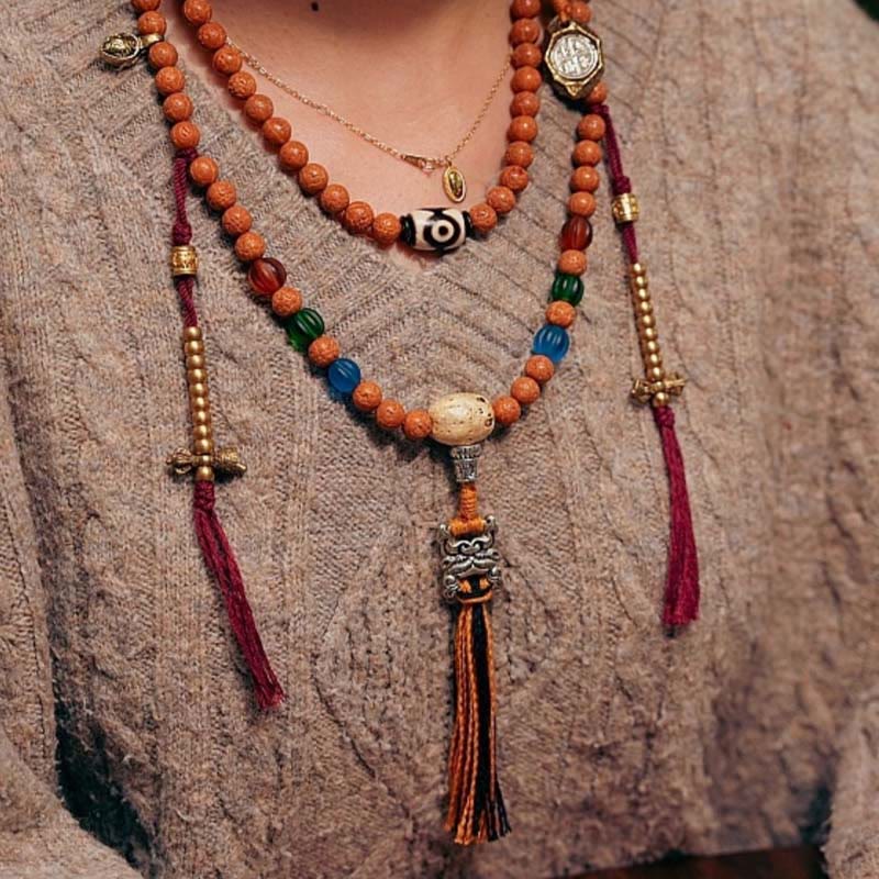 108 Beads Bodhi Seed Mala Bracelet Necklace for Wisdom & Peace