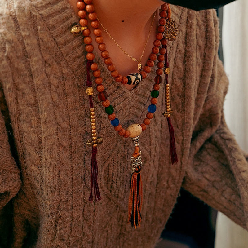 108 Beads Bodhi Seed Mala Bracelet Necklace for Wisdom & Peace