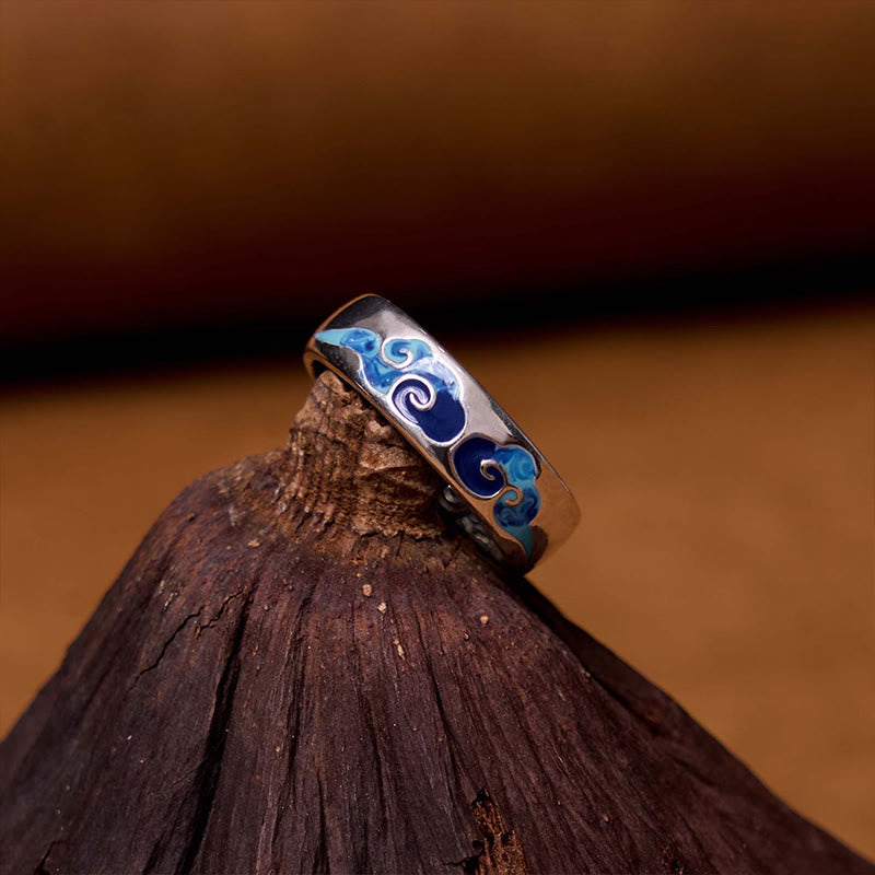 Copper Spiritual Ring with Auspicious Clouds Pattern | Adjustable