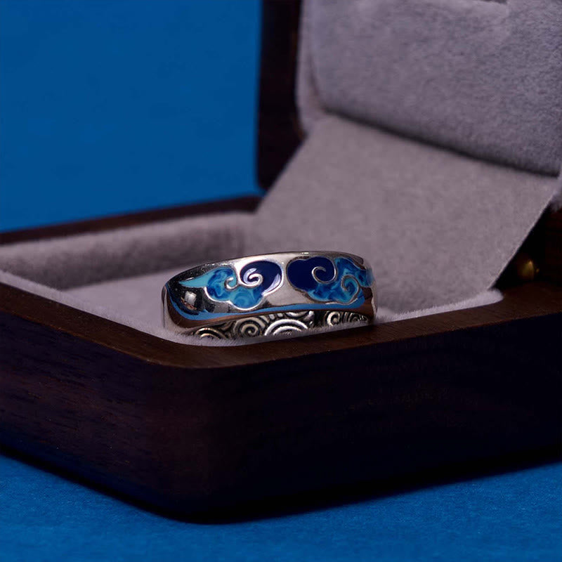Copper Spiritual Ring with Auspicious Clouds Pattern | Adjustable