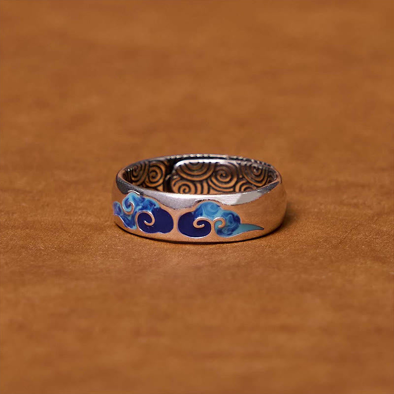 Copper Spiritual Ring with Auspicious Clouds Pattern | Adjustable