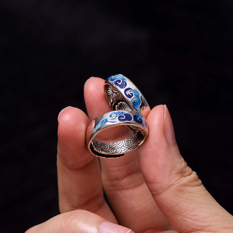 Copper Spiritual Ring with Auspicious Clouds Pattern | Adjustable