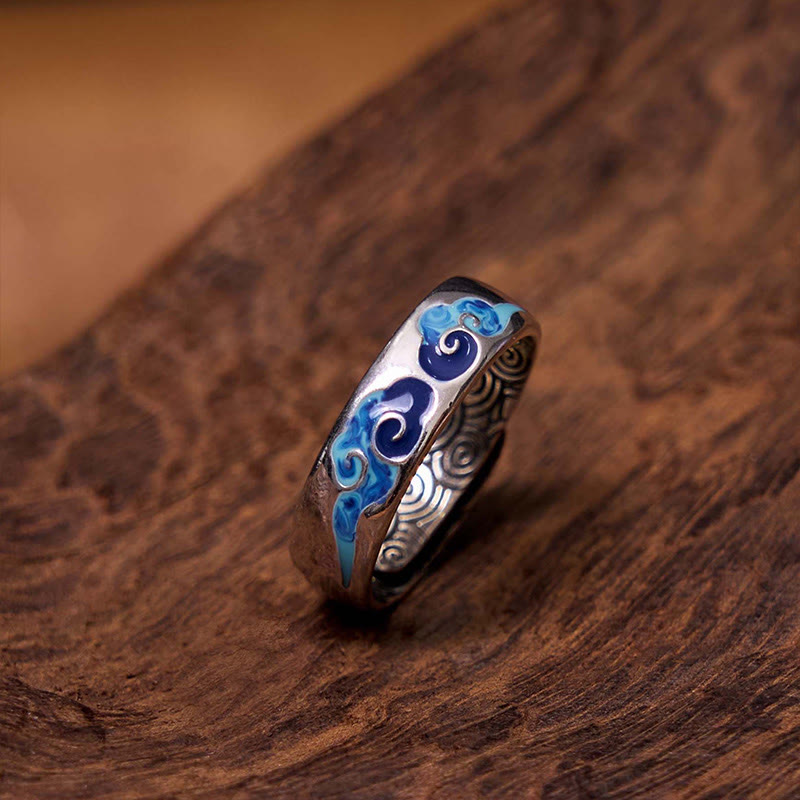 Copper Spiritual Ring with Auspicious Clouds Pattern | Adjustable