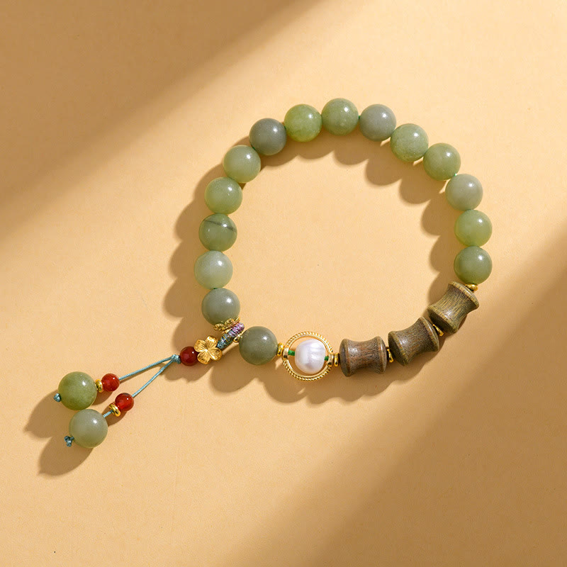 8mm Jade Sandalwood Prosperity Bracelet for Balance & Luck