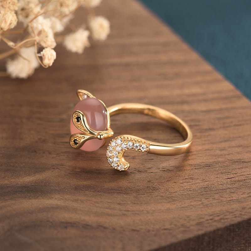 Adjustable Cat's Eye Copper Fox Spiritual Ring for Clarity