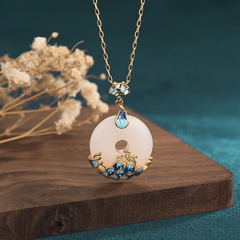 White Jade Peace Buckle Necklace Pendant for Harmony & Luck