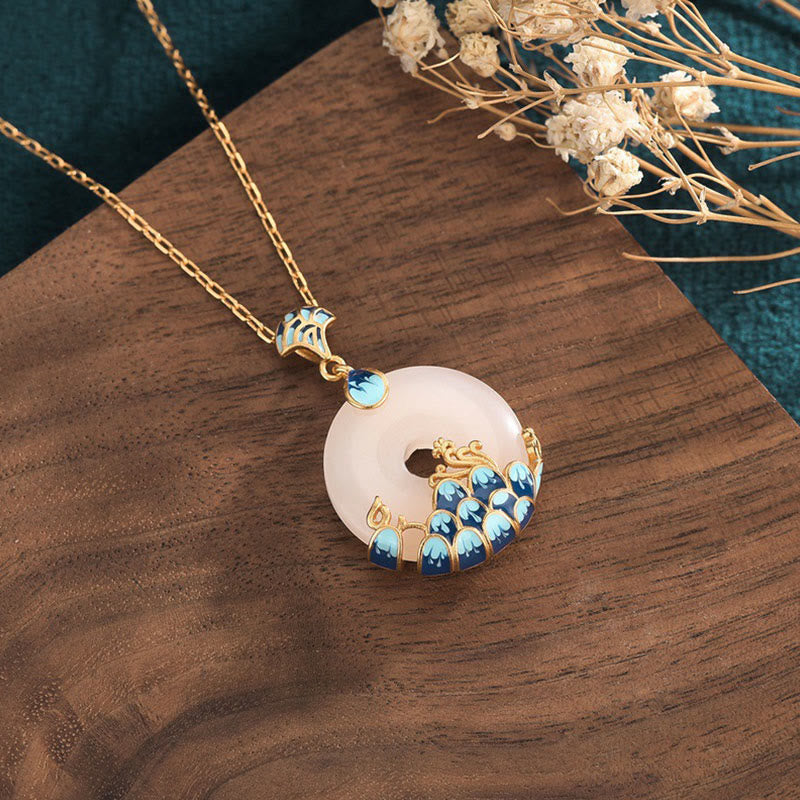 White Jade Peace Buckle Necklace Pendant for Harmony & Luck