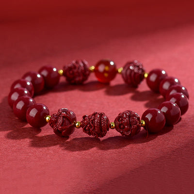 Chinese Zodiac Cinnabar Bracelet 8mm Spiritual Protection