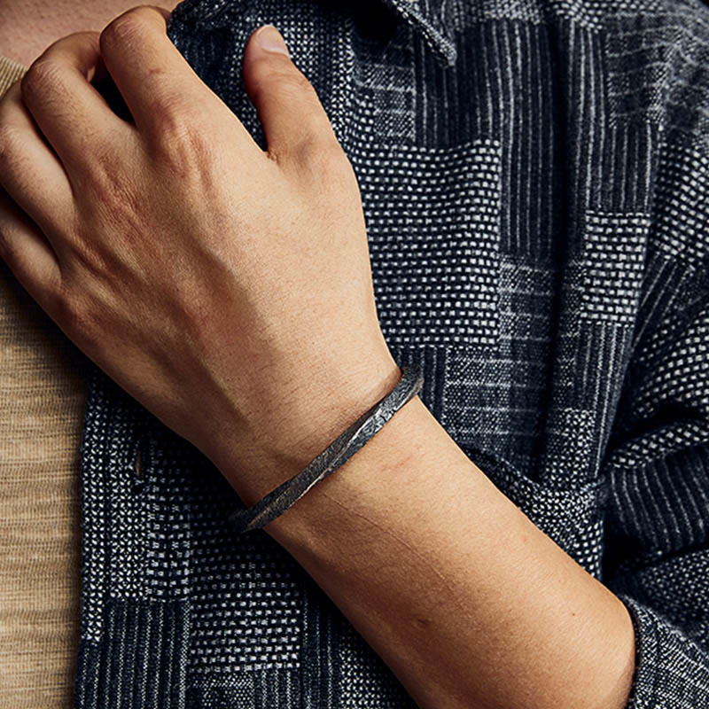 Sterling Silver Möbius Loop Spiritual Cuff Bracelet 18cm