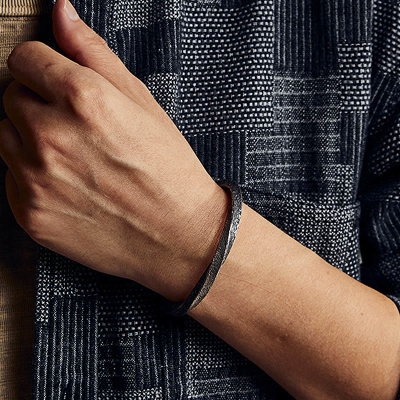 Sterling Silver Möbius Loop Spiritual Cuff Bracelet 18cm